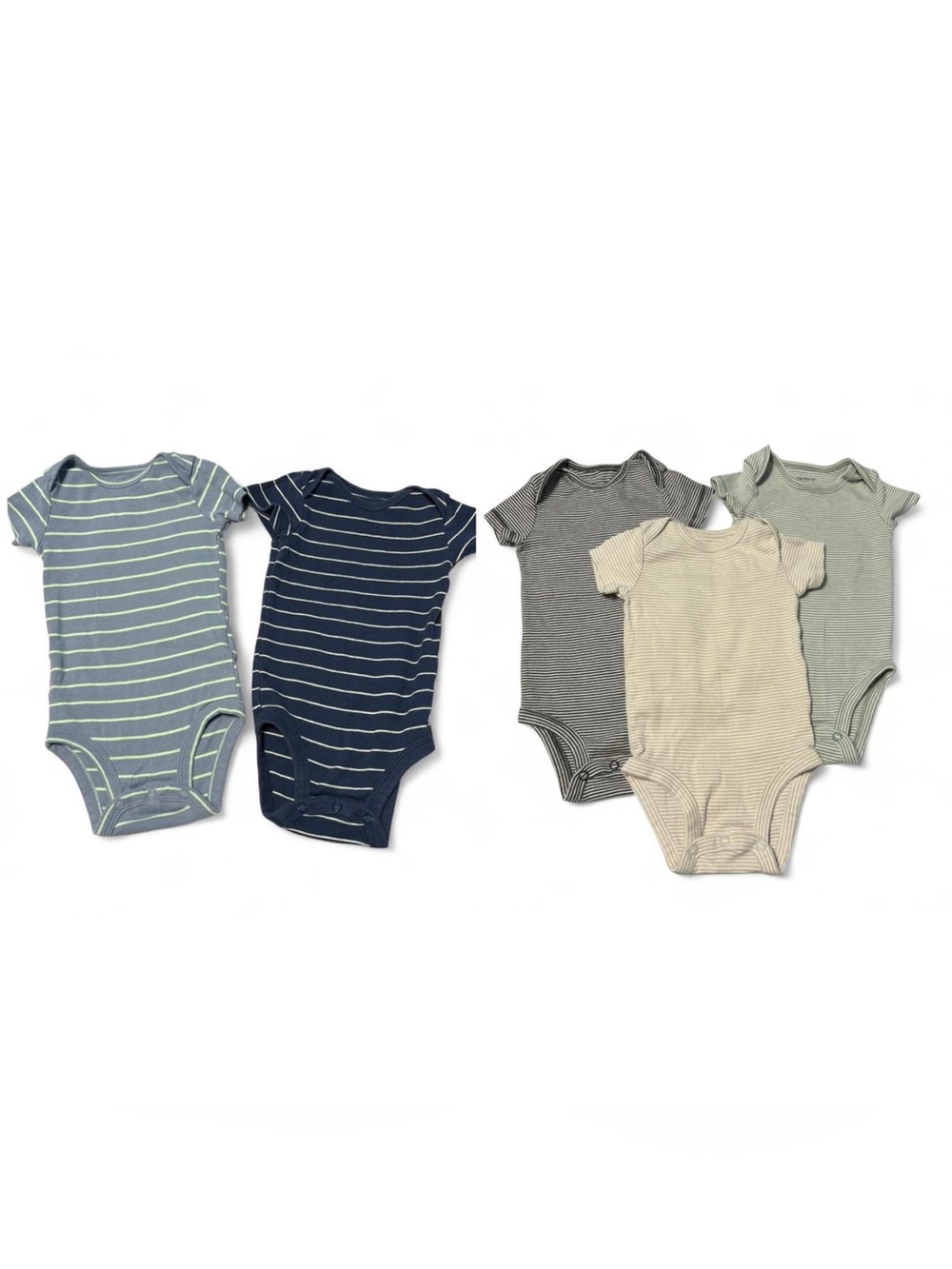 Carter's Striped Short-Sleeve Baby Bodysuits - 5 Piece ALL 6 Months